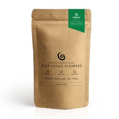 Pouch of 28g Blue Lotus Whole Flower by GoPure Shop Pouch of 28g Blue Lotus Whole Flower by GoPure Shop