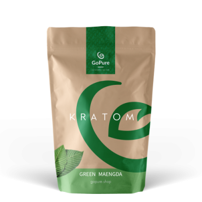 Green Maeng Da Kratom powder in eco-friendly packaging