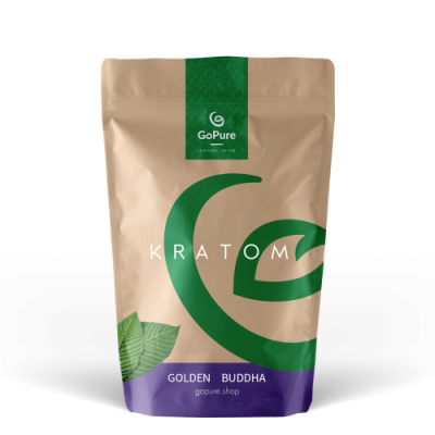 Gold Bali Kratom. Golden Buddha Kratom by GoPure. Enhanced energy effects - 50g Stand-up pouch