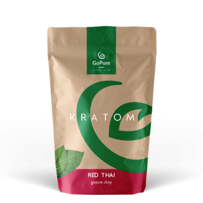 Buy quality Red Thai Kratom online. GoPure Kratom 50g stand-up pouch