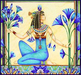 Blue Lotus harvesting by Egyptian woman painting